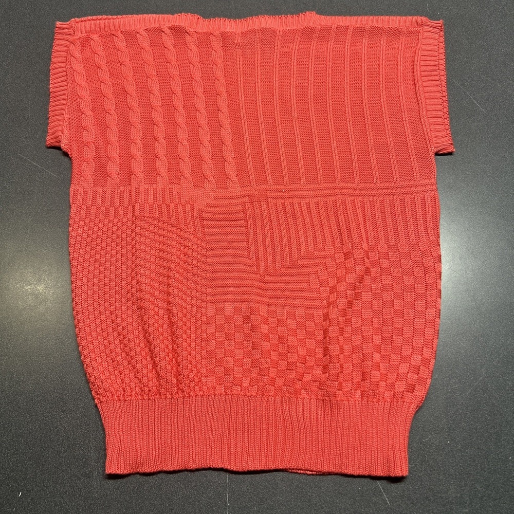 Vintage Barry & Me Short Sleeve Sweater Womens Medium Red Coral Ramie Cotton